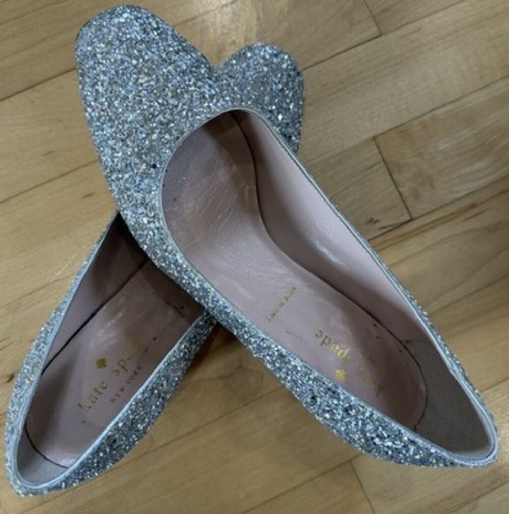 Kate Spade Dolores Silver Glitter Block Heel Pumps Women Size 7.5 Wedding Formal